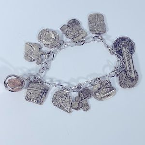 VTG 925 Sterling Silver TENNESSEE Horses Banjo Etc Charms Bracelet RARE! 41 Gr